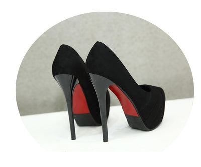 Stiletto Platform Suede All-match High Heeled Womens Shoes