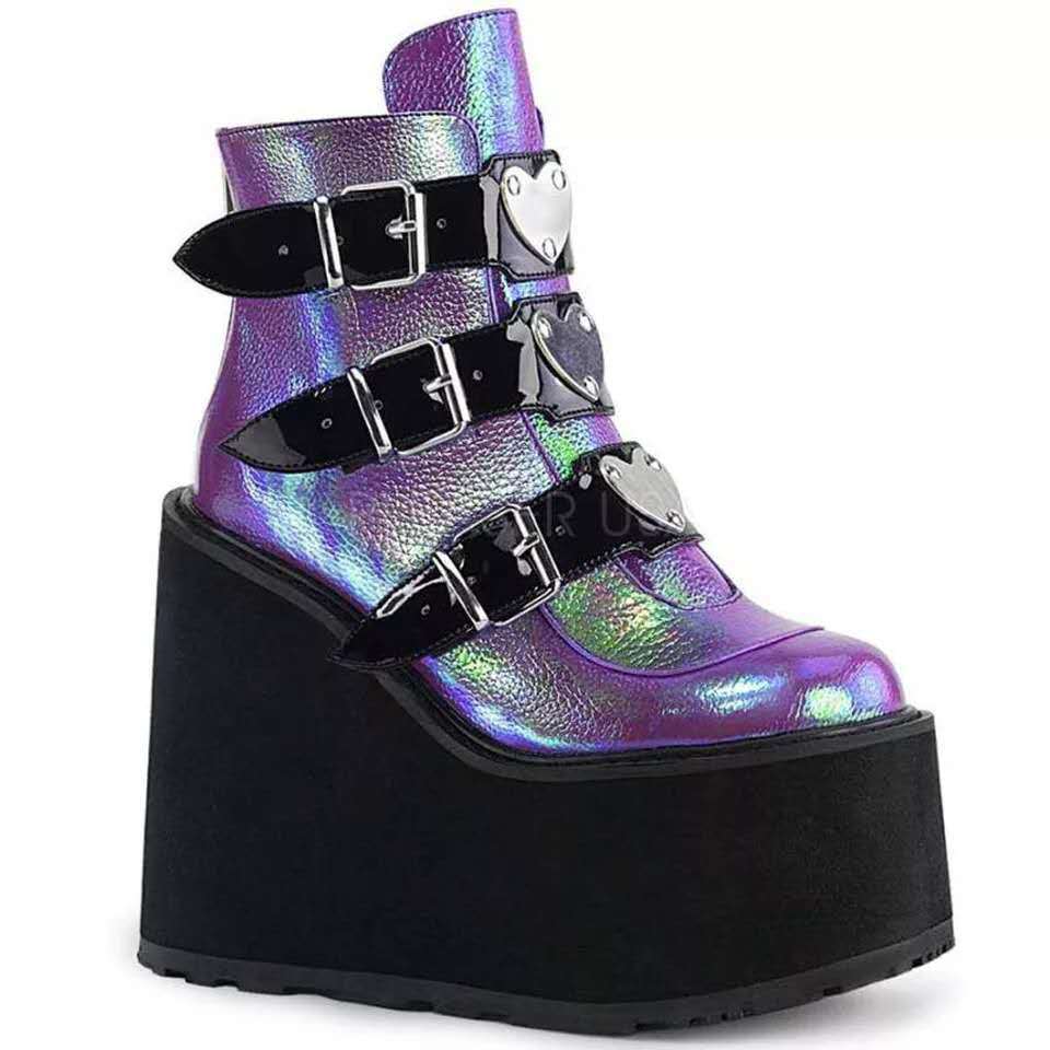 Wedge Heel Japanese Punk Style Womens Shoes Martin Boots