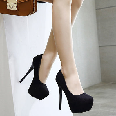 Stiletto Platform Suede All-match High Heeled Womens Shoes