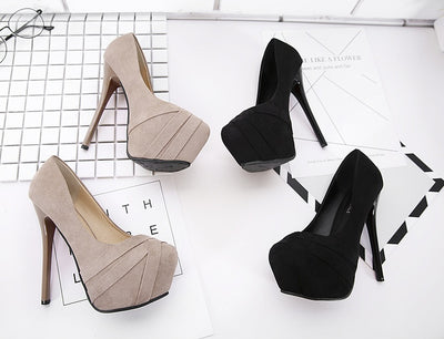 Stiletto Platform Suede All-match High Heeled Womens Shoes