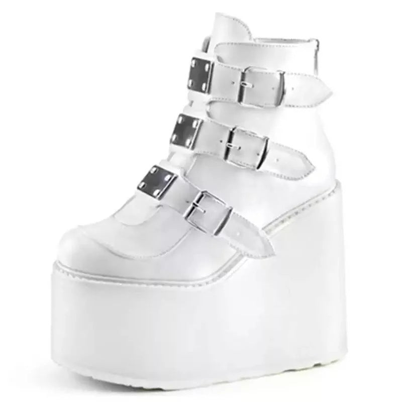 Wedge Heel Japanese Punk Style Womens Shoes Martin Boots